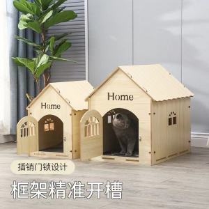 Extra Large Cat House Dog House Outdoor Mat Cat Scratching Board Pet Bed Villa Style Wooden Composite Material Home Decor