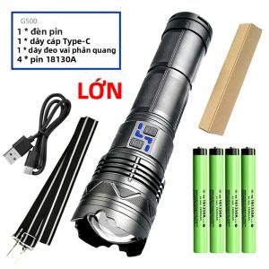 Đèn Pin LED GT60 Đèn Pin Chiến Thuật Tầm Xa Sạc Loại C Đèn Chiếu Sáng Mạnh Mẽ Hơn 500m Đèn Lồng Cắm Trại Chống Nước Với Các Tính Năng Chống Sốc