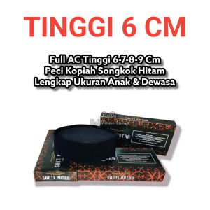 kopiah peci pria full ac wadimor tinggi 8cm 7cm hitam polos kopiah songkok santri pria full ac wadimor hitam polos tinggi 8 cm 7 cm