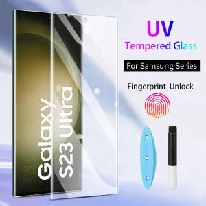 UV Glue Full Coverage Curved Transparent Tempered Glass For Samsung Galaxy Note 20 Ultra 10 9 8 S25 S24 S23 S22 S21 S20 Ultra S10 S9 S8 Plus Liquid HD Clear Anti Blue Light Anti Spy Privacy Screen Protector