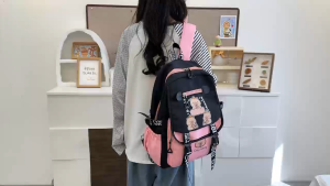 WENKENBAGS#121 KOREAN FASHION SCHOOL BAGPACK ANTITHEFT NYLON MATERIAL FOR WOMEN