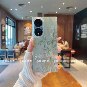 Green Bamboo Gradient Phone Case for Honor 70/80pro 90/100pro Fashionable Protective Shell Artistic Creative Style Anti-Fall