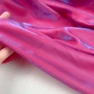 Holographic Gradient Satin Fabric 150cm Wide Iridescent Silk For Wedding Dress Bridal Veil Prom Gown DIY Sewing Hanfu Materials