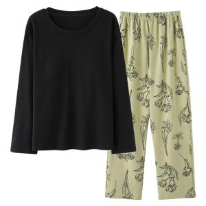 Miiow | Pure Cotton Sleepwear Womens Long Sleeve Long Pants Home Clothes Set With Chest Pad Summer Autumn Outwear Casual Style