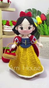 Búp bê Bạch Tuyết bằng len móc thủ công – Gấu bông handmade 100% cotton an toàn cho bé – Ami House