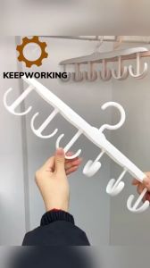 KEEPWORKING 12 Hooks 360 Degree Rotatable Hanger Multifunctional Underwear Undershirt Suspenders Storage Household Hangers Wave Drying Racks