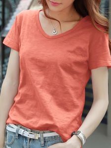 QIAOXIZI | Fashionable Slimming Pure Cotton T-shirt for Women