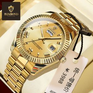 Binbang Roman Digital Mens Watch Non mechanical Quartz Timer Waterproof Recording Style Commercial Fashion 0733