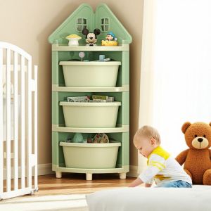 Childrens Corner Storage Rack Toy Organizer Multi-layer Shelf Baby Bookcase Storage Cabinet Kids Room Corner Cabinet