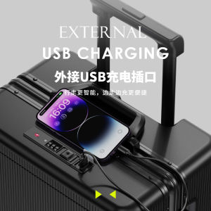 Aluminum Frame Luggage Suitcase with Combination Lock Universal Wheels Travel Carry-On Bag 24 Inch Cup Holder Handheld