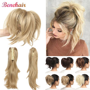 BENEHAIR Synthetic Claw Clip Ponytail Clip in Hair Extensions Fake Hair Hairpiece For Women Ponytail Hair Wavy Messy Bun