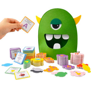 ตัวอักษรการเรียนรู้ของเล่นจับคู่สีรูปร่าง Felt ของเล่นตัวอักษร Recognition Monster กินตลกเกม Montessori ของเล่นเพื่อการศึกษา