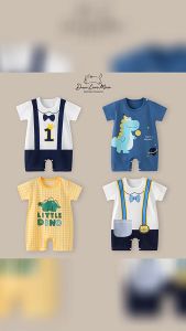 Handsome Newborn Baby Boy Elasticity Soft Cotton Buttoned Onesies Jumpsuit 0-2years Old