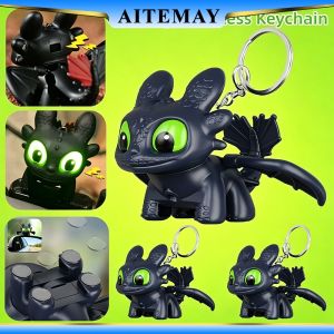 Aitemay 2PCS Creative Glowing Toothless Keychain Funny Eyes Glowing Toys Wings Flutter Bag pendant Desktop Decorations Merchand Holiday Gifts
