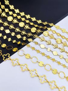 สร้อยคอ DIY ทรงเรือใบสีทอง ทรงหัวใจ ทรงเพชร ทรงไข่มุก สไตล์โบราณ อุปกรณ์ตกแต่งผม เครื่องประดับแฟชั่น เครื่องประดับ