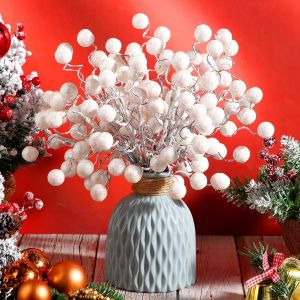 5/10Pcs Christmas Decoration White Snowflake Berry Ornaments for Home Room Decor New Year Navidad Gifts 2025 Garland Accessories
