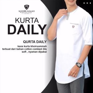 KHOIRUMMAH Koko Kurta Badar | Kaos Koko Pria | Kurta Pakistan Polos | Koko Kurta Dewasa Lengan 3/4 | Navy