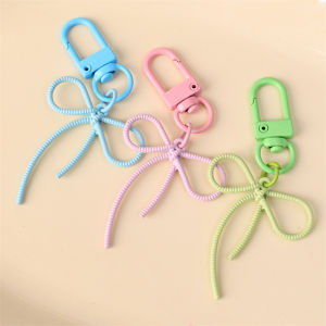6PCS INS Korean Y2K 3D Phone Charm Bow Keychain Kawaii Key Chain Bag Pendant Cute Accessory For Girls Women Jewelry