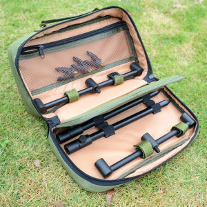 Hirisi Carp Fishing Rod Pod Set Buzz Bar and Bank Sticks With 3 Rod Rest Head in Portable Tackle Bag