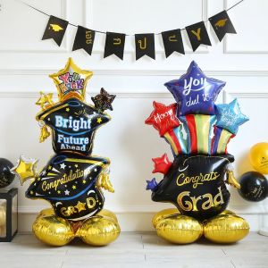 1 PC ใหม่ 2024 Graduation PARTY บอลลูน 4D ยืนมีหมวกฟอยล์บอลลูน Grad ขอแสดงความยินดี We Did It Decor เด็ก favors