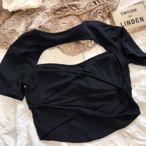 เสื้อชั้นในแบบไร้โครงเซ็กซี่สไตล์เรียบง่ายพร้อมสายรัดกางเกงชั้นในแบบสวมใส่สบายสำหรับผู้หญิง ดีไซน์พิเศษ ทรงเข้ารูป เสื้อยืด