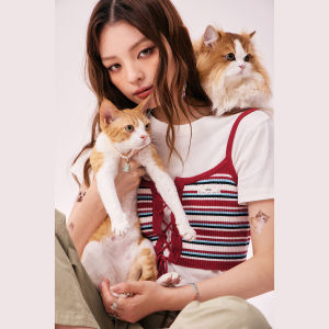 Chuu Knitted Strap Vest Womens New Autumn Sweet Cool Striped Color Block Belt Sleeveless Short Top Commute Style Cotton Blend