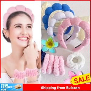 6pcs/set Face Wash Wristband Headband for Women Cloud Hairbands Set Sponge Twist Cloud Headband