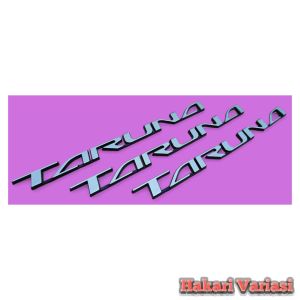 Emblem logo Timbul Tulisan TARUNA Satu Set warna Silver Mengkilap Sepasang Lengkap dengan Perekat yang Kuat langsung pasang plug&play mobil Daihatsu se pasang tempelan lambang taruna