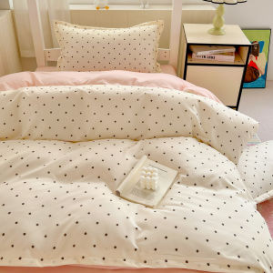 Ins Style Bedding Sets Bow Simple Flat Bed Sheet Sets Single/Queen/King/Super King Duvet Cover Sets