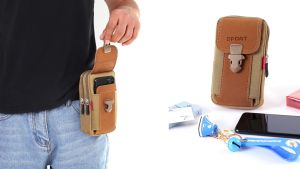 【New Stock】Men Canvas Waist Bag Phone Purse Zipper Belt Bum Pouch