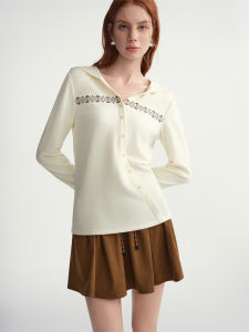 DUSHU | Warm Touch Hooded Jacket with Cross Stitch Design Womens Winter Top