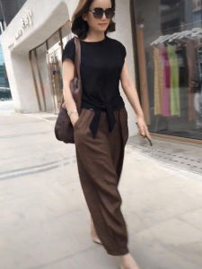 Shalldoer | Slimming Casual Youthful Two-Piece Summer Short Sleeve T-Shirt and Harem Pants Set