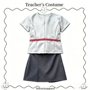 2pcs Kids Teacher Career Costume for Kids Girls 4-13years old New Design Teacher Uniform Costume Outfit Shirts and Skirt School Career Guidance Activity Clothes Role-playing Uniform 110-150CM