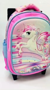 ISchoolDy Princess Elsa Anna Unicorn Spiderman Cartoon Kids Non Removable Mini Trolley School Bag Budak Beg Troli Tr