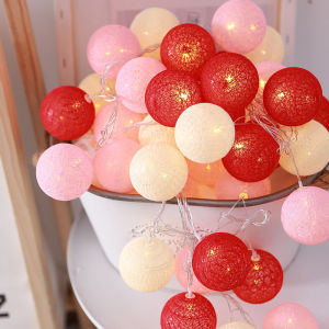 LED Cotton Balls String Lights for Wedding Party Fairy Light Battery Powered Christmas Tree Home Bedroom Window Decoration
