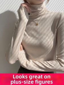 LUQIAN | Plus Size High Collar Slim Thin Long Sleeve Tshirt for Spring and Autumn Innerwear