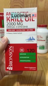 Viên uống dầu nhuyễn thể Krill Oil 2000mg Omega-3 Bronson các loại [Hàng Mỹ]