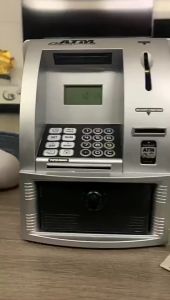 Children Piggy Bank ATM Machine Password Money Box Automatic Deposit Banknote Electronic Piggy Bank Coin Bank Birthday Gift for Kids