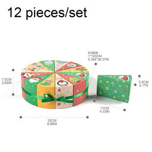 【K】Merry Christmas Candy Box 12pcs Cake Shape Gift Boxes Advent Xmas Gift Packagi Box DIY Christmas Advent Countdown Gift Boxes
