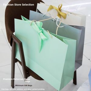 Special Pattern Paper Bags Pure Color Gift Shopping Bags for Clothing Store Logo Printed Handheld Packaging Bags