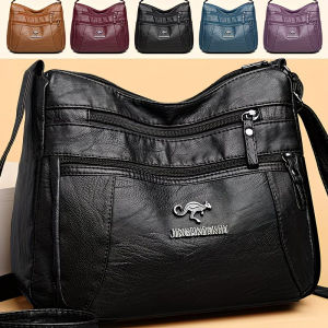 Soft Faux Leather Crossbody Bag Multi Zipper Pockets Casual Daily Work Travel Adjustable Strap Shoulder Purse
