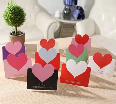 School Season Korean Creative Card Heart-Shaped Blessing Small Card Birthday Teachers Day Invitation Card Heart Small Greeting Card