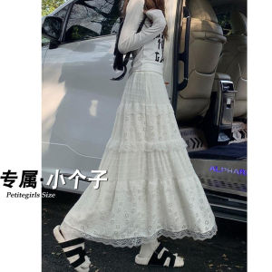 Váy Midi Chữ a Ren Xếp Nếp Cạp Cao Phong Cách Pháp Cho Nữ Mùa Xuân 2025 Màu Trơn Dáng Rộng Thoải Mái