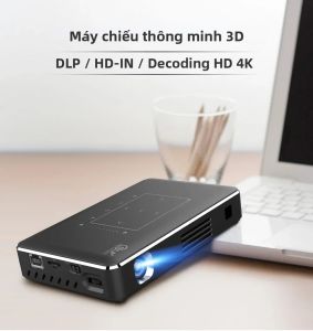 Máy Chiếu Mini Di Động 4K 3D DLP Android Smart Home Theater LED Wifi Bluetooth Tích Hợp Pin Sạc Sử Dụng Được Ngoài Trời Trên Ô Tô Chiếu Lên Trần Nhà Phát Video