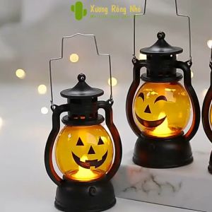 Lồng Đèn LED Hình Quả Bí Ngô Trang Trí Halloween Xương Rồng Nhỏ
