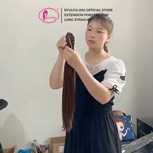Ryuuta Wig Extension Ponytail Jepit Lurus Panjang Hitam Coklat PTC 45 cm 55 cm 65 cm