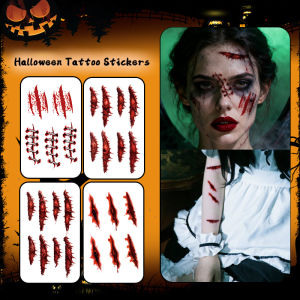Halloween Horror Scar Temporary Tattoo Sticker Long-lasting and Waterproof Tears of the Nun Tattoo Sticker for Face Arm