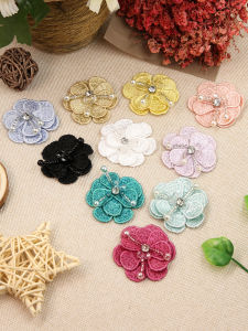 Fashionable Embroidered Flower Rhinestone Patch Clothing Repair Label DIY Sewing Accessories Fabric Sticker Clothing Decoration