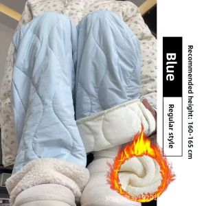 Thickened down Cotton Trousers for Women High Waist Straight Leg Snow Pants Cold Resistant Warmth Trousers for Skiing in Harbin