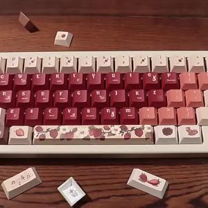 Original Cute Fawn Keycaps Dye-Sublimation Cherry Profile PBT Keycap Sets Red Keycaps For MX Cherry Mechanical Keyboard